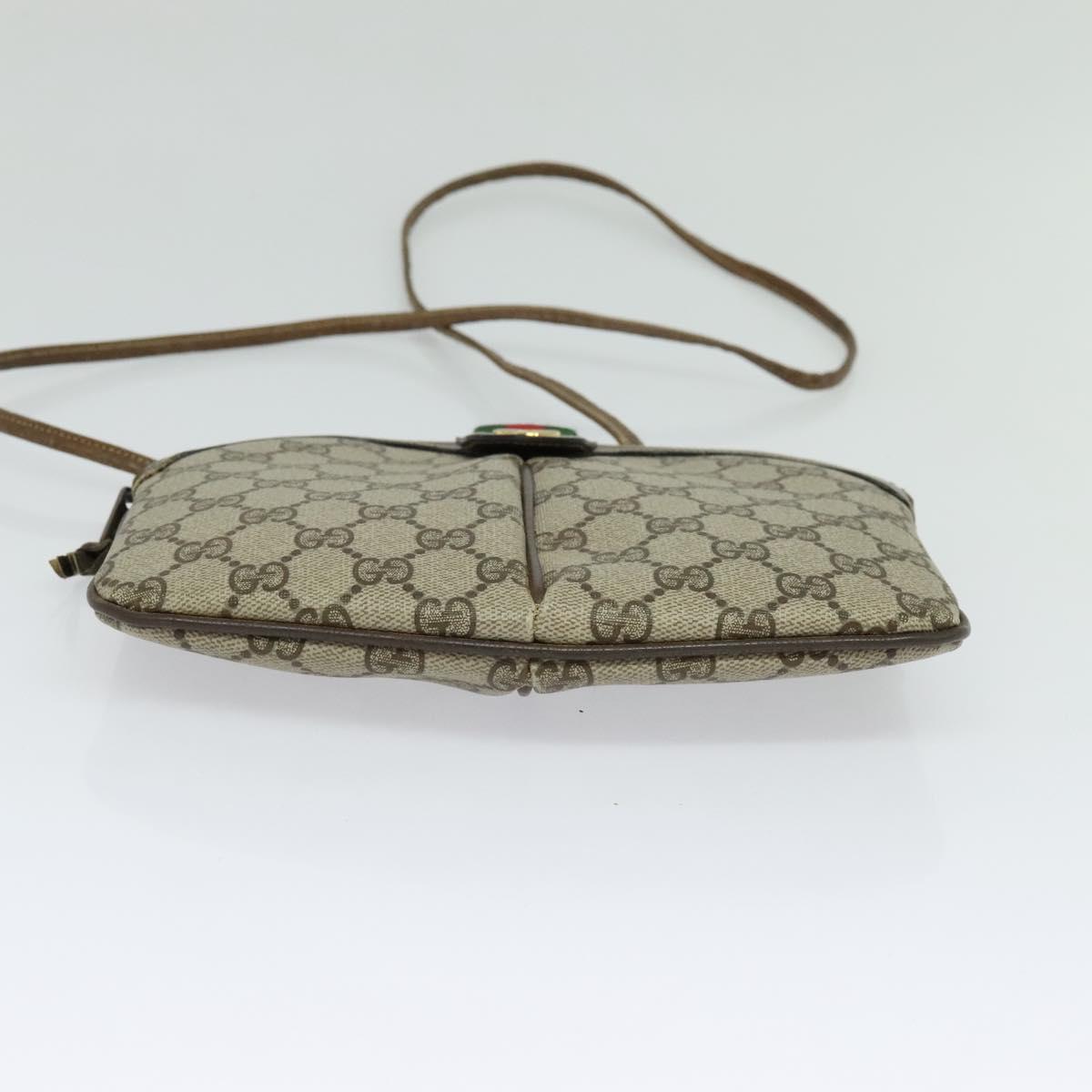 GUCCI GG Supreme Web Sherry Line Bag PVC Beige Gold 904 02 047 Auth th5842
