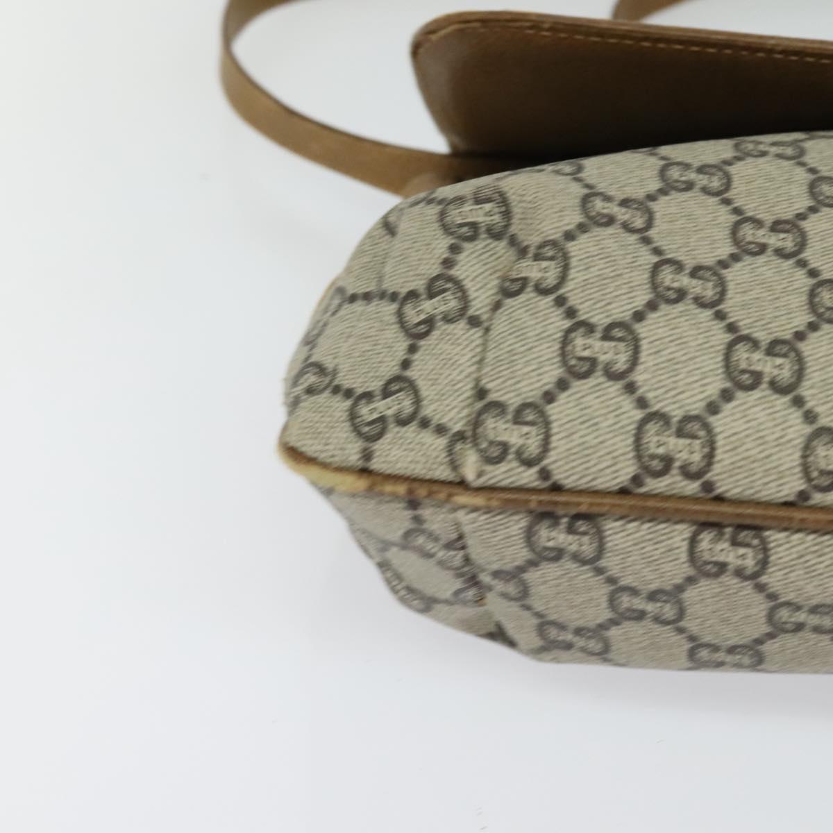 GUCCI GG Plus Supreme Shoulder Bag PVC Beige Gold Auth th5843