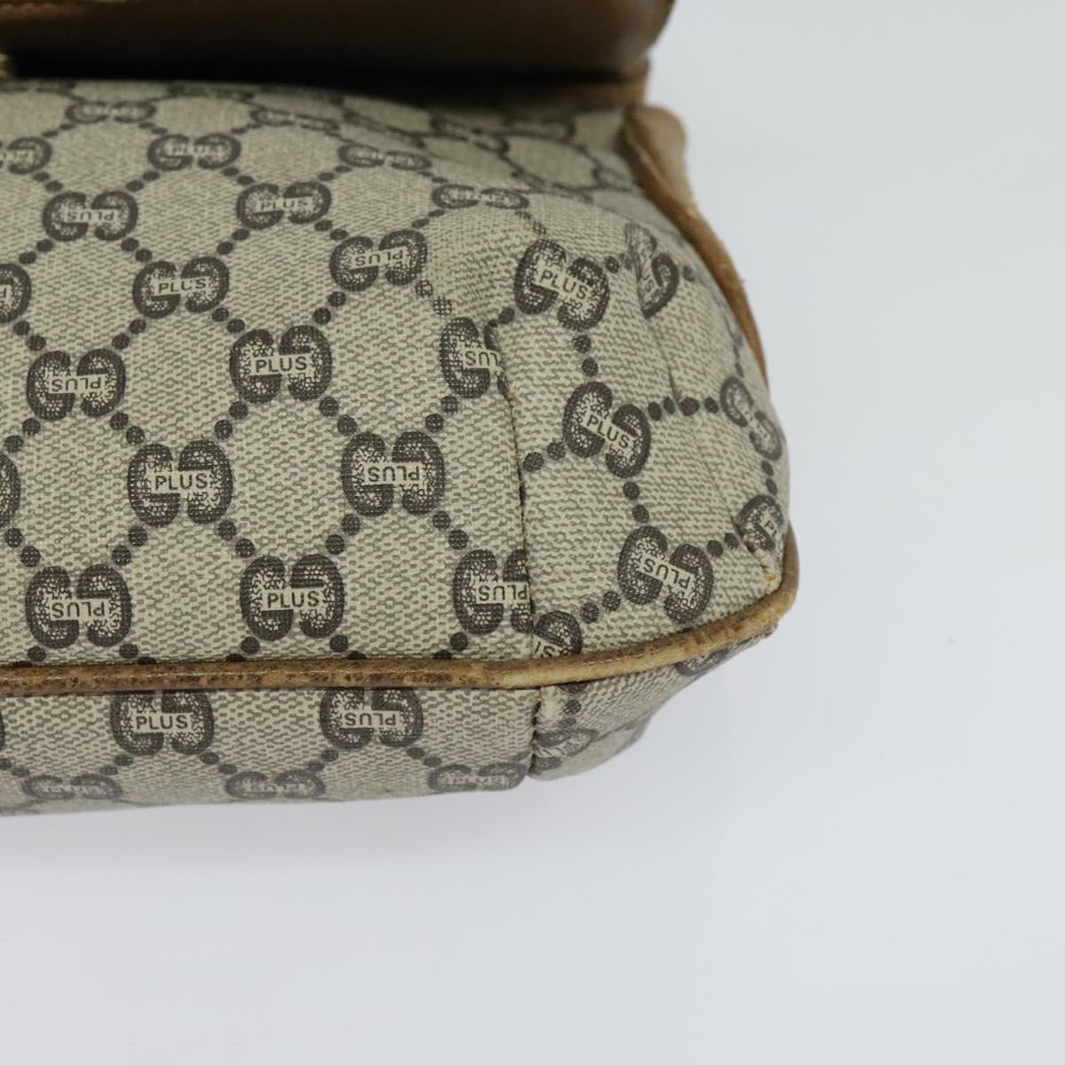 GUCCI GG Plus Supreme Shoulder Bag PVC Beige Gold Auth th5843
