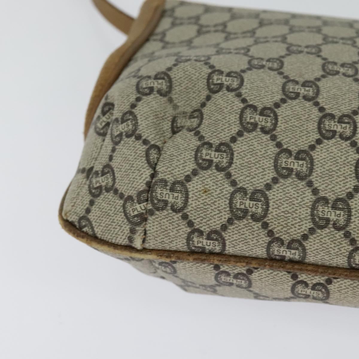 GUCCI GG Plus Supreme Shoulder Bag PVC Beige Gold Auth th5843