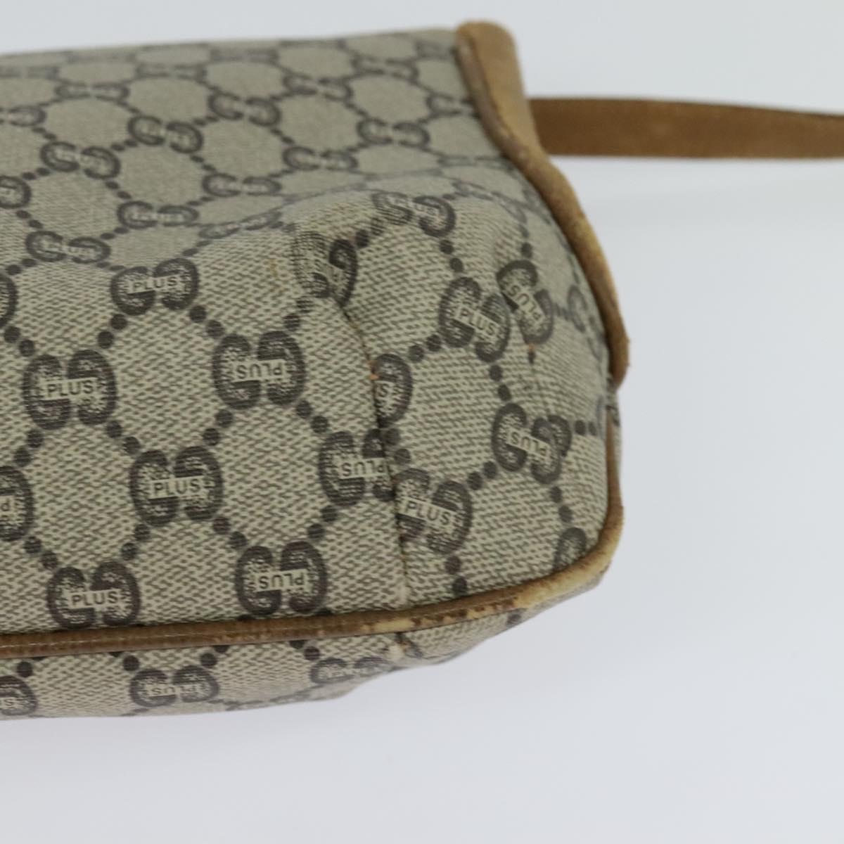 GUCCI GG Plus Supreme Shoulder Bag PVC Beige Gold Auth th5843