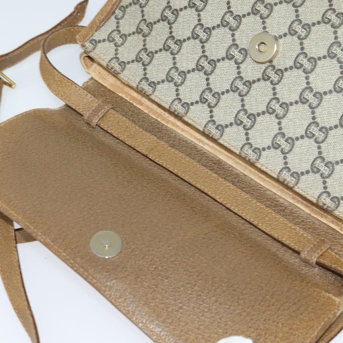 GUCCI GG Plus Supreme Shoulder Bag PVC Beige Gold Auth th5843