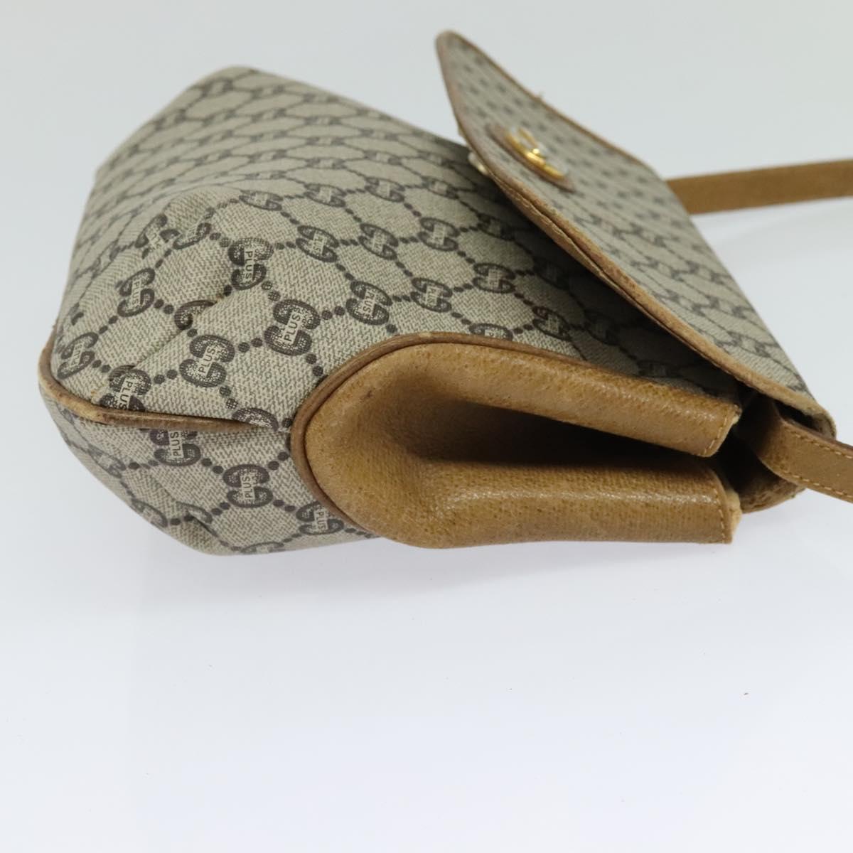 GUCCI GG Plus Supreme Shoulder Bag PVC Beige Gold Auth th5843