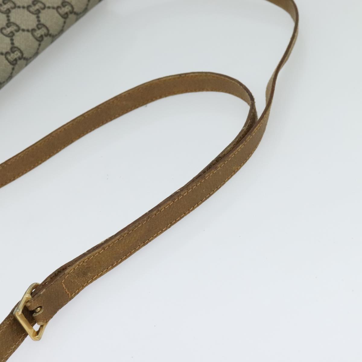 GUCCI GG Plus Supreme Shoulder Bag PVC Beige Gold Auth th5843