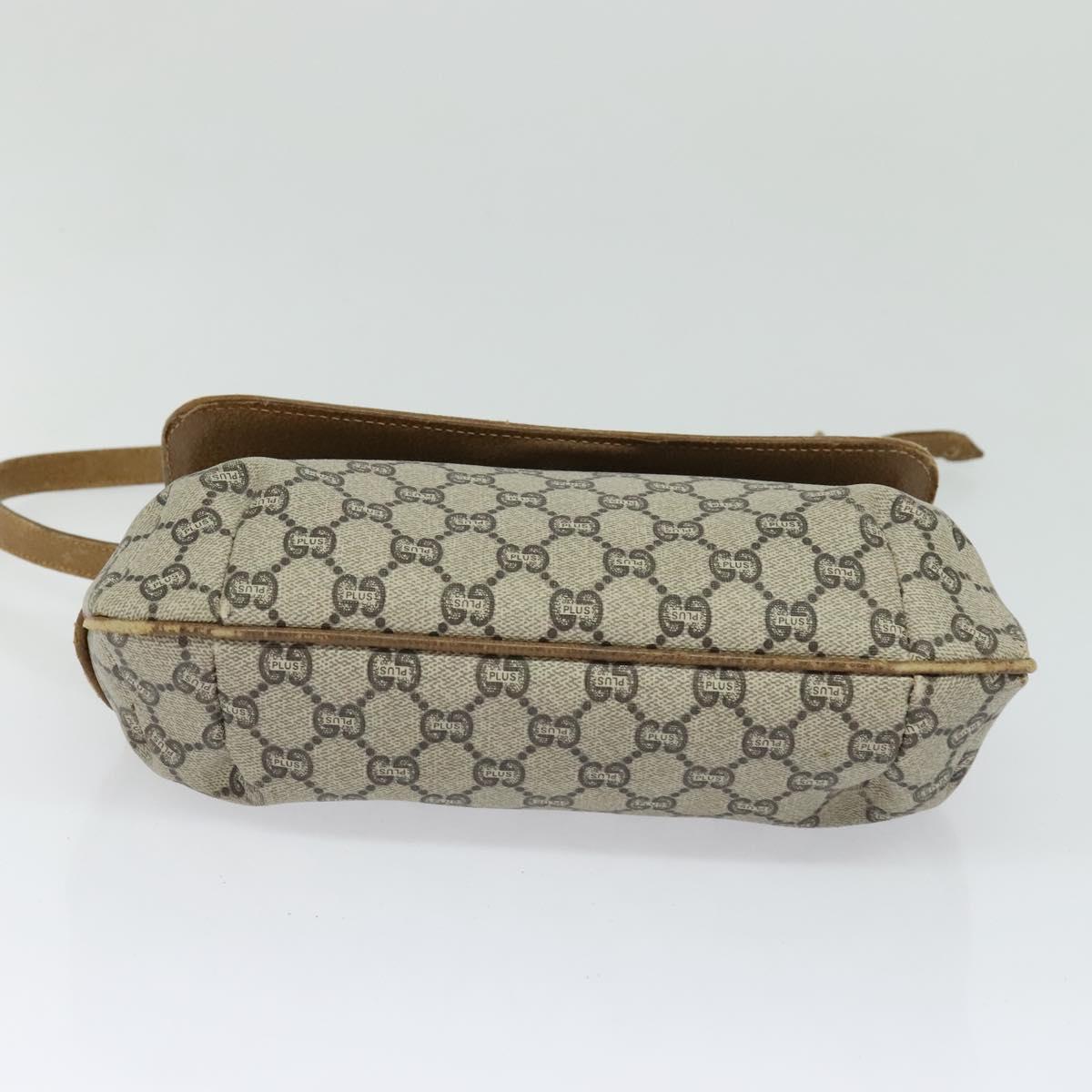 GUCCI GG Plus Supreme Shoulder Bag PVC Beige Gold Auth th5843
