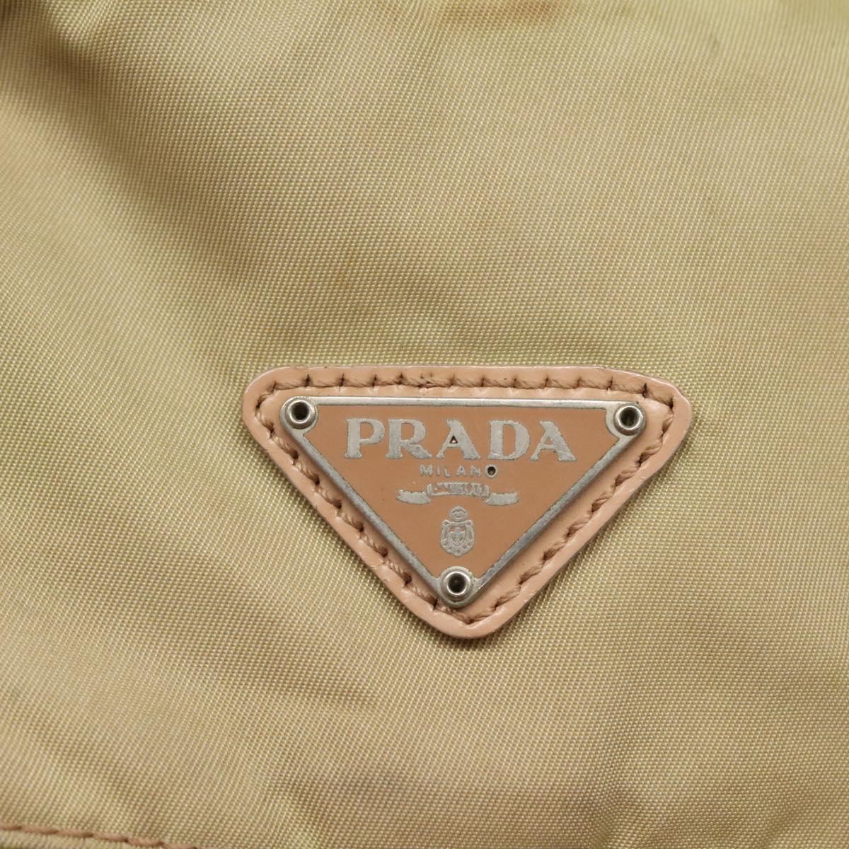 PRADA Shoulder Bag Nylon Beige Silver Auth th5847