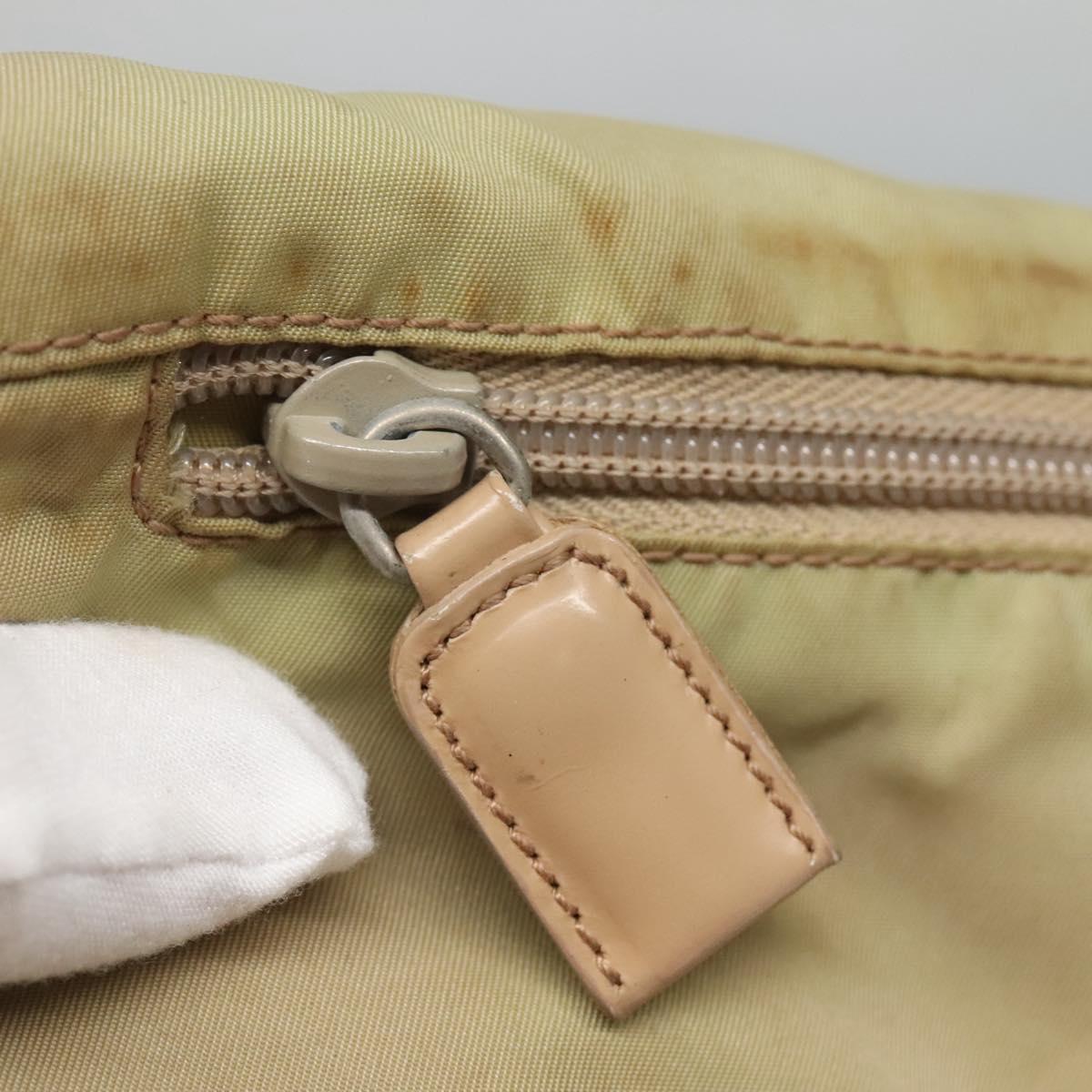 PRADA Shoulder Bag Nylon Beige Silver Auth th5847
