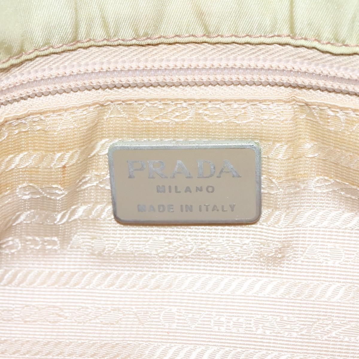 PRADA Shoulder Bag Nylon Beige Silver Auth th5847