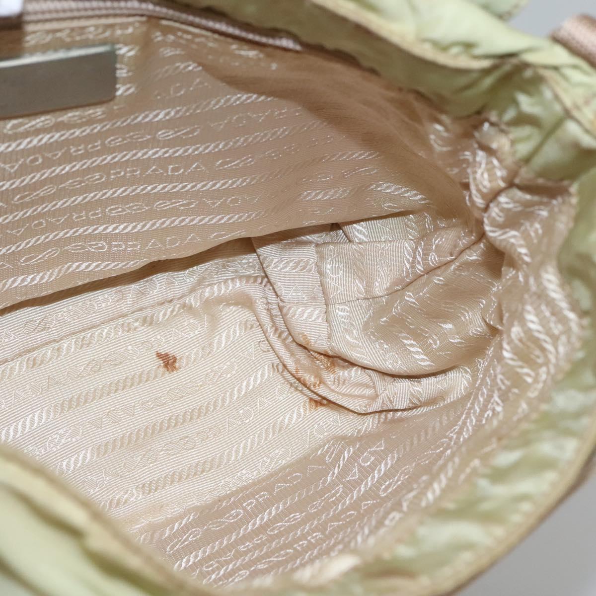 PRADA Shoulder Bag Nylon Beige Silver Auth th5847