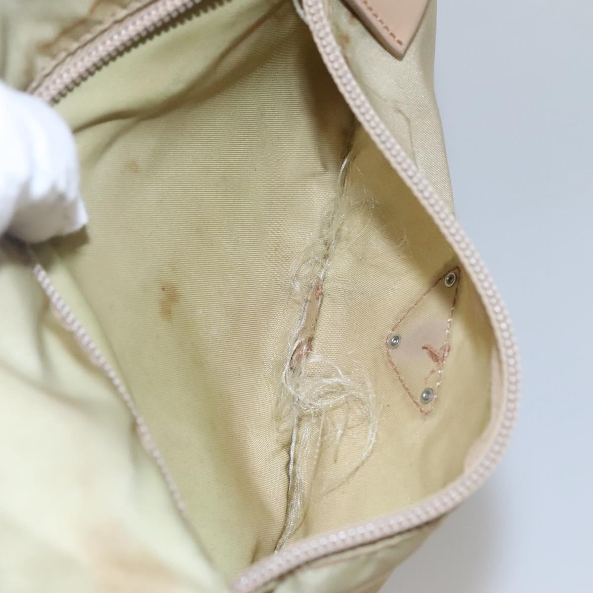 PRADA Shoulder Bag Nylon Beige Silver Auth th5847
