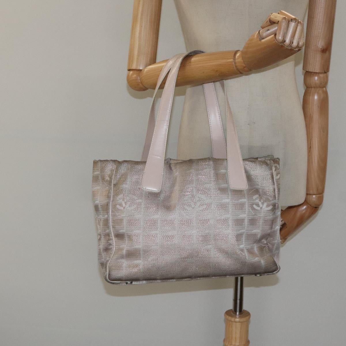 CHANEL New Travel line Tote Bag Nylon Pink CC Auth th5849