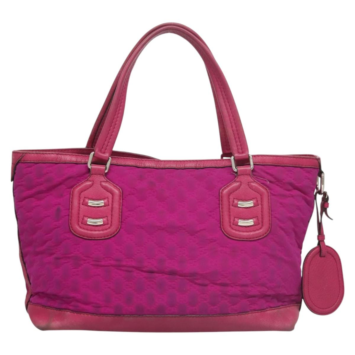 GUCCI GG Canvas Tote Bag Nylon Purple Silver 241101 Auth th5851