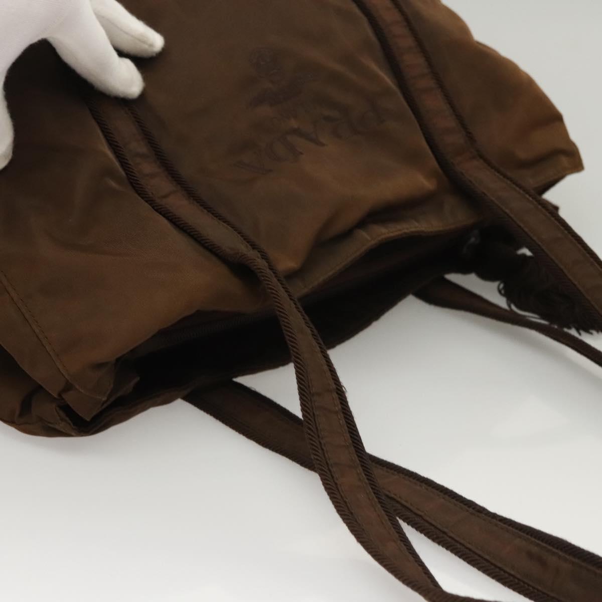 PRADA Tote Bag Nylon Brown Auth th5852