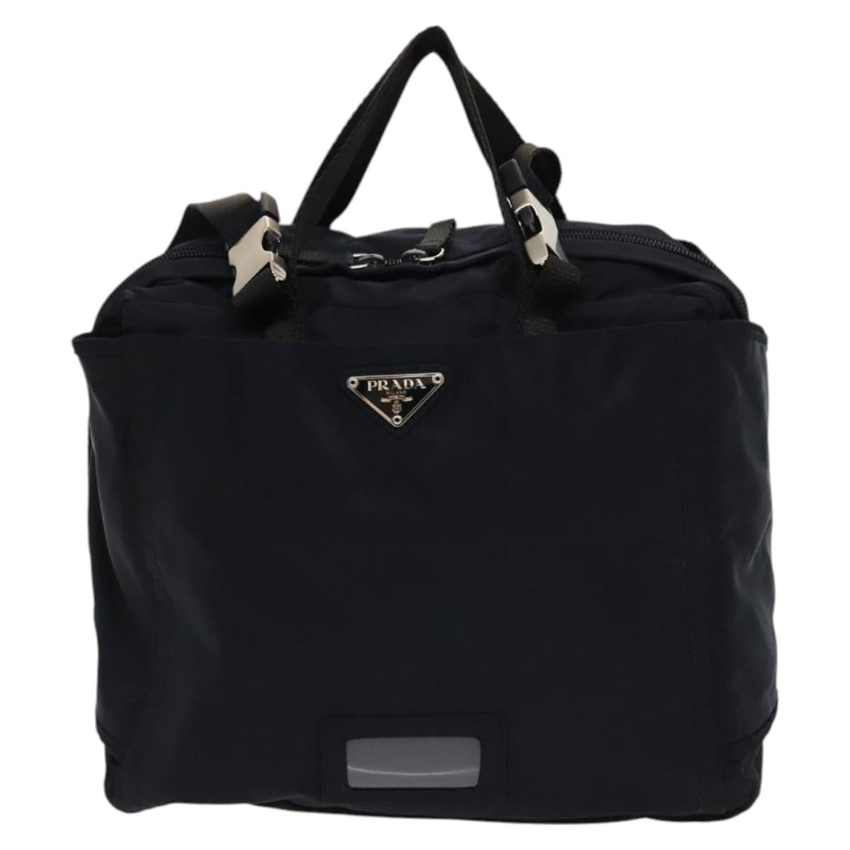 PRADA Backpack Nylon Navy Silver Auth th5858