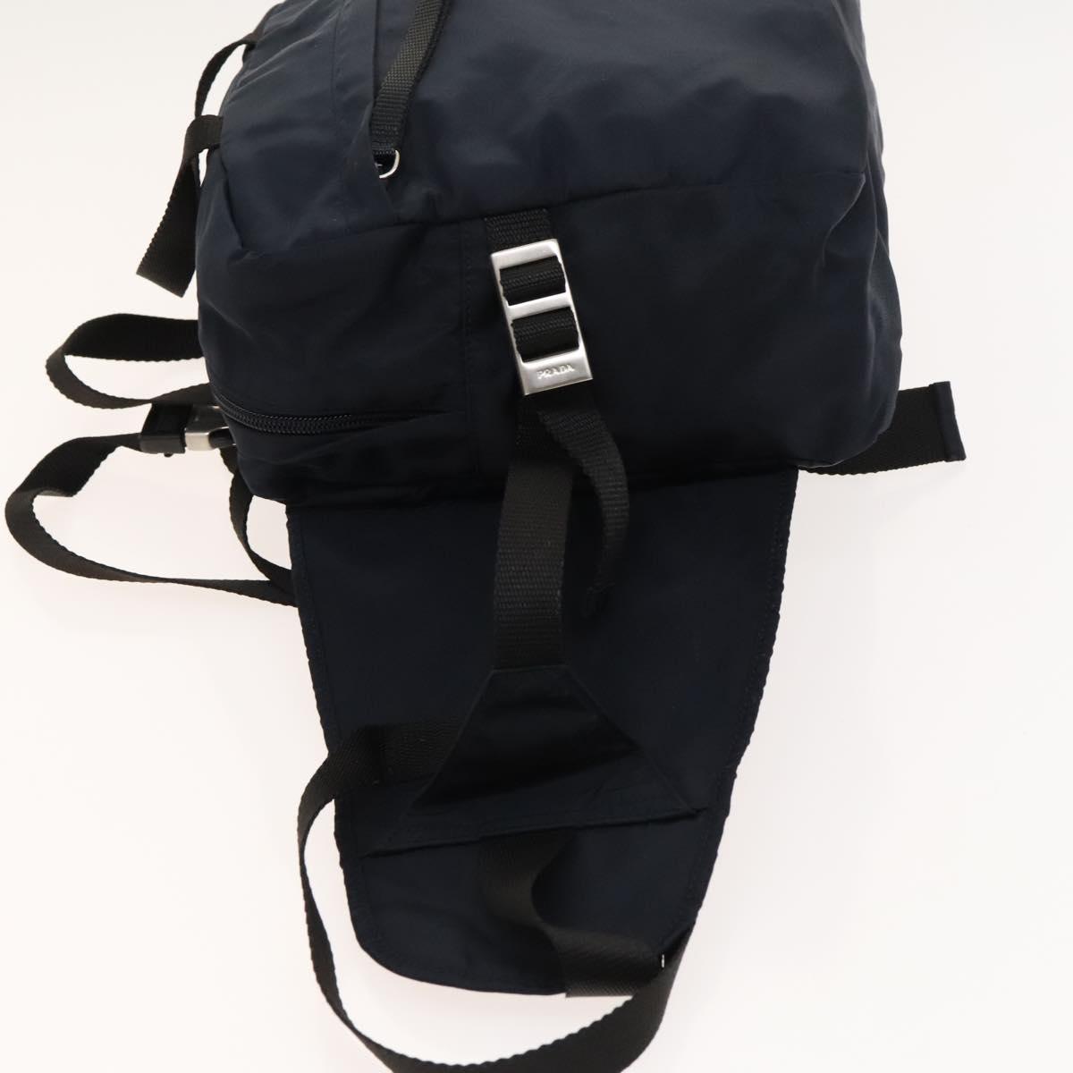 PRADA Backpack Nylon Navy Silver Auth th5858