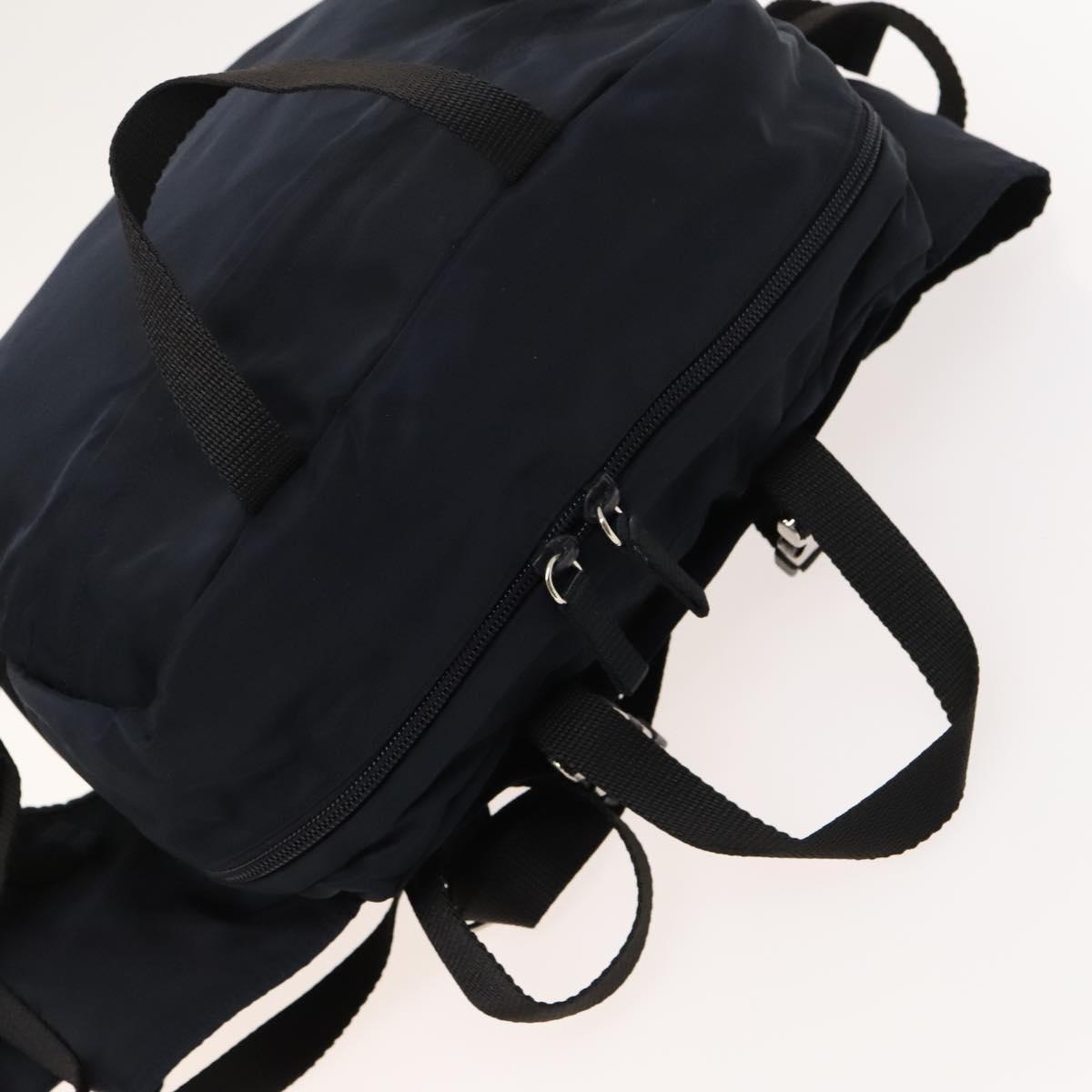 PRADA Backpack Nylon Navy Silver Auth th5858
