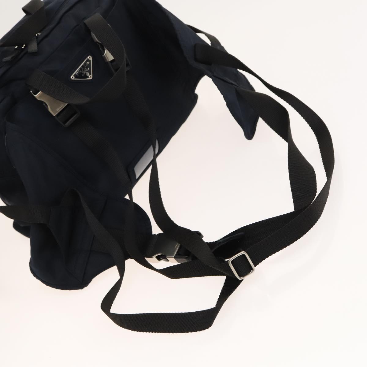 PRADA Backpack Nylon Navy Silver Auth th5858