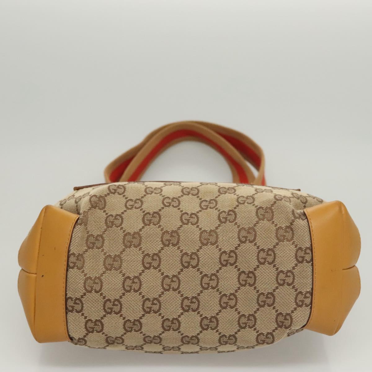 GUCCI GG Canvas Tote Bag Beige Silver 019 0402 Auth th5862