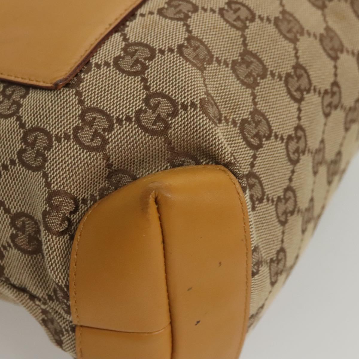 GUCCI GG Canvas Tote Bag Beige Silver 019 0402 Auth th5862