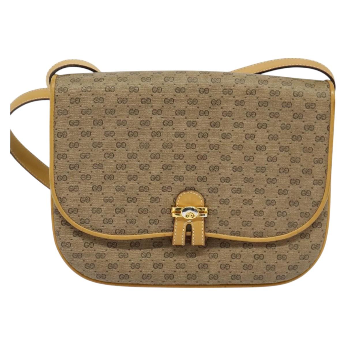 GUCCI Micro GG Supreme Shoulder Bag PVC Beige Gold 001 406 1780 Auth th5863