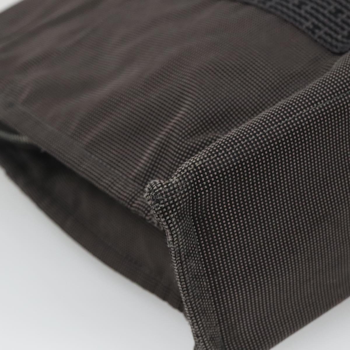 HERMES Her Line MM Hand Bag Canvas Gray Silver Auth th5896