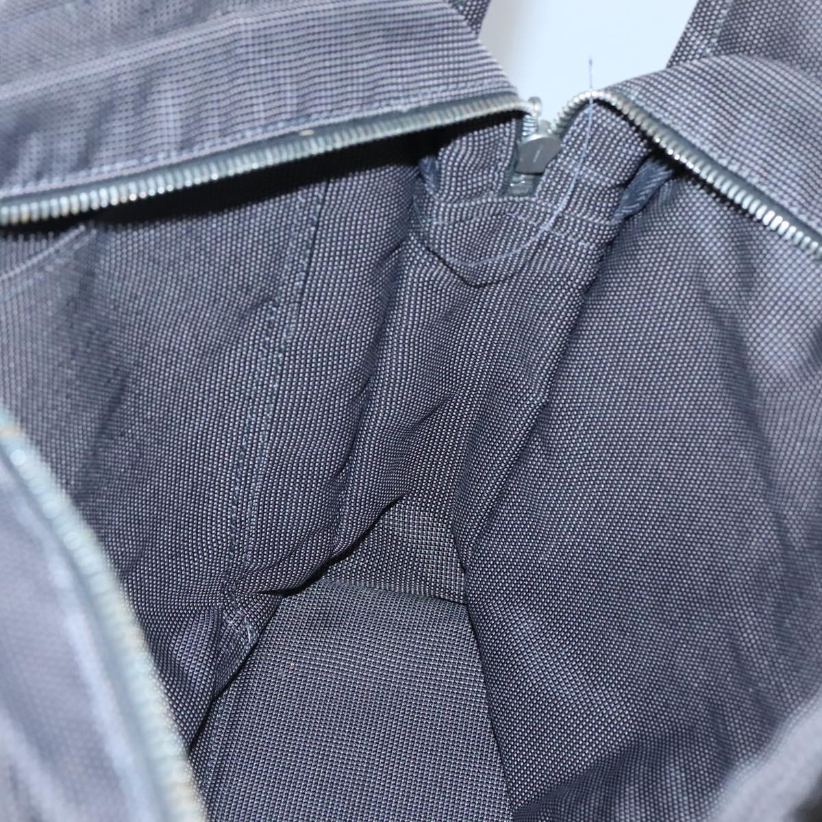 HERMES Her Line MM Hand Bag Canvas Gray Silver Auth th5896