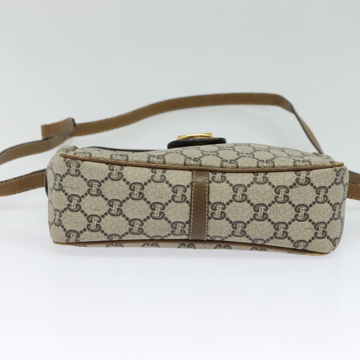 GUCCI GG Plus Supreme Shoulder Bag PVC Leather Beige Gold Auth th5900