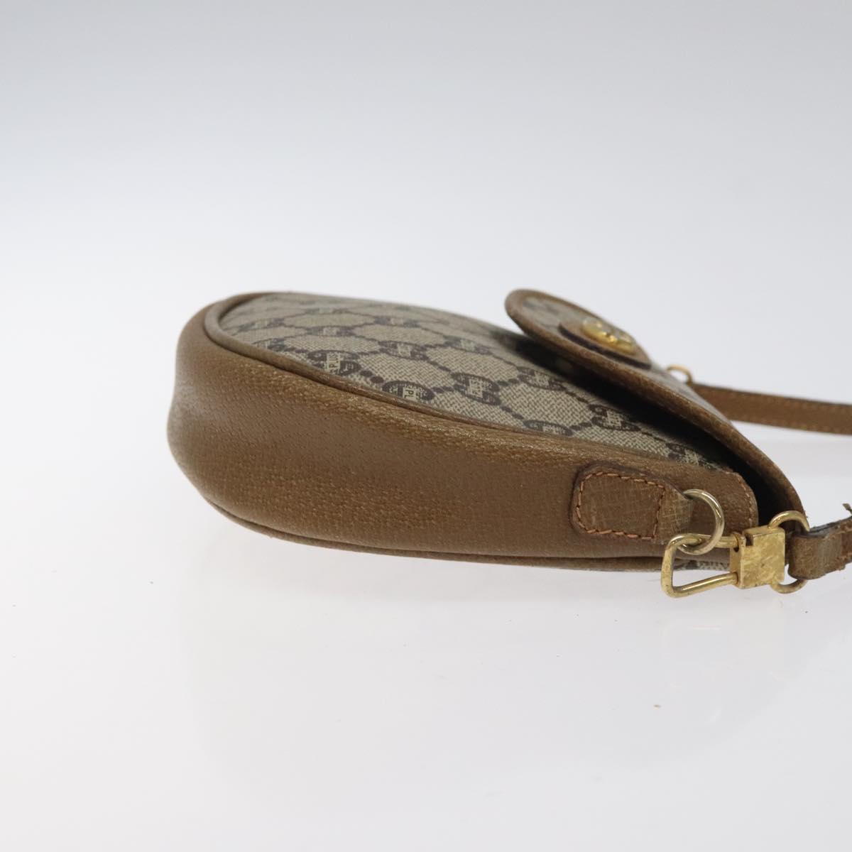 GUCCI GG Plus Supreme Shoulder Bag PVC Leather Beige Gold Auth th5906