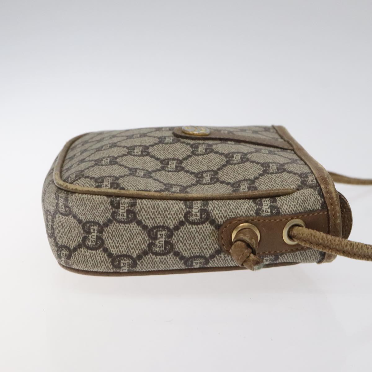GUCCI GG Plus Supreme Shoulder Bag PVC Leather Beige Gold Auth th5907