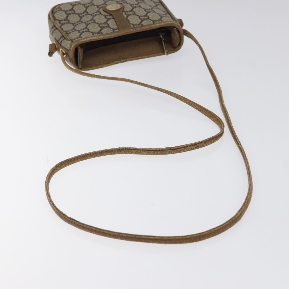 GUCCI GG Plus Supreme Shoulder Bag PVC Leather Beige Gold Auth th5907