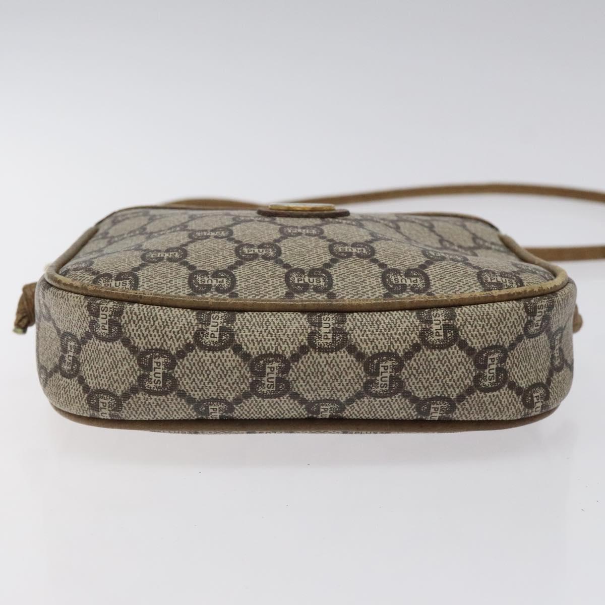 GUCCI GG Plus Supreme Shoulder Bag PVC Leather Beige Gold Auth th5907