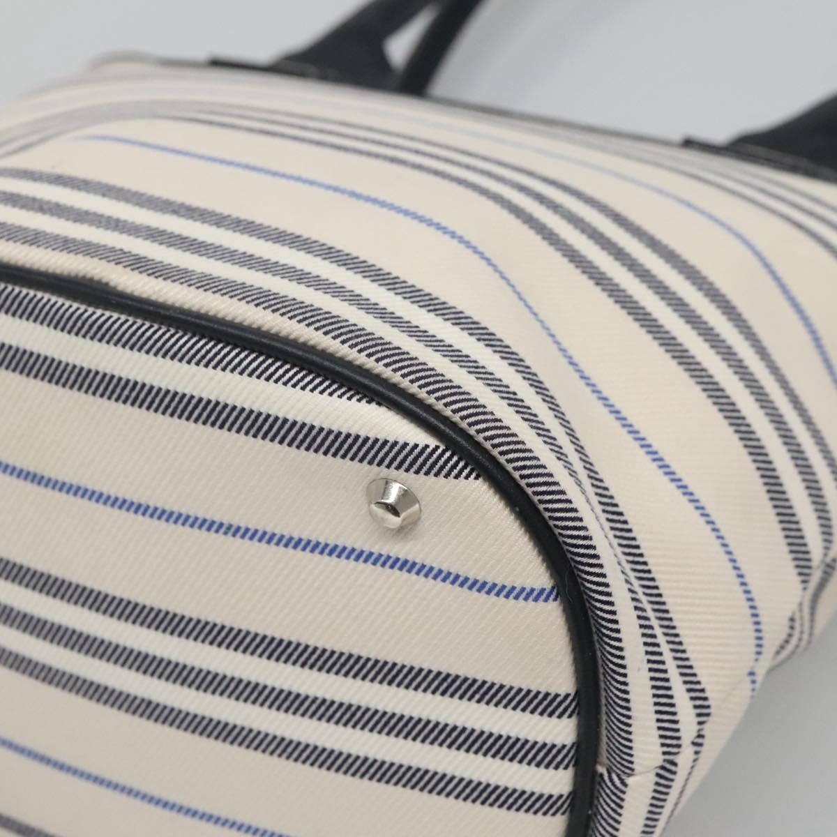 BURBERRY Hand Bag Canvas Beige Silver Auth th5915