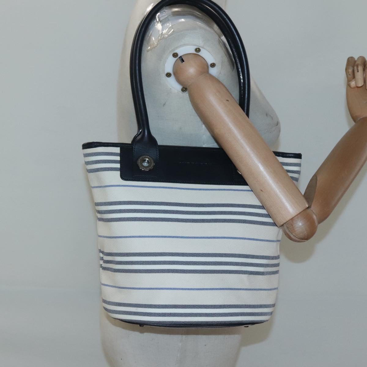 BURBERRY Hand Bag Canvas Beige Silver Auth th5915
