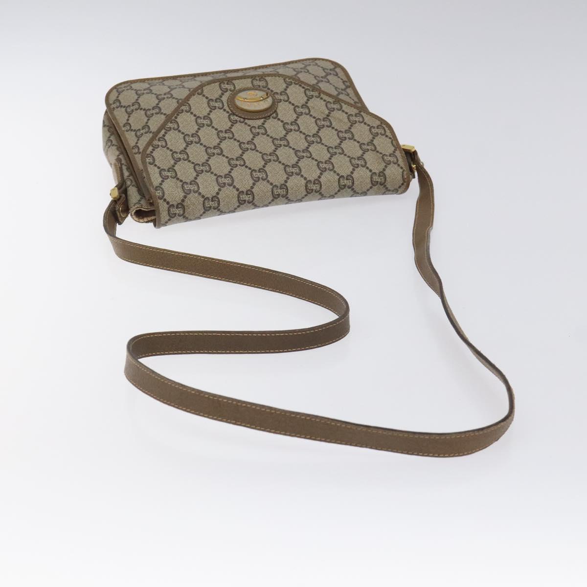 GUCCI GG Plus Supreme Shoulder Bag PVC Beige Gold Auth th5987