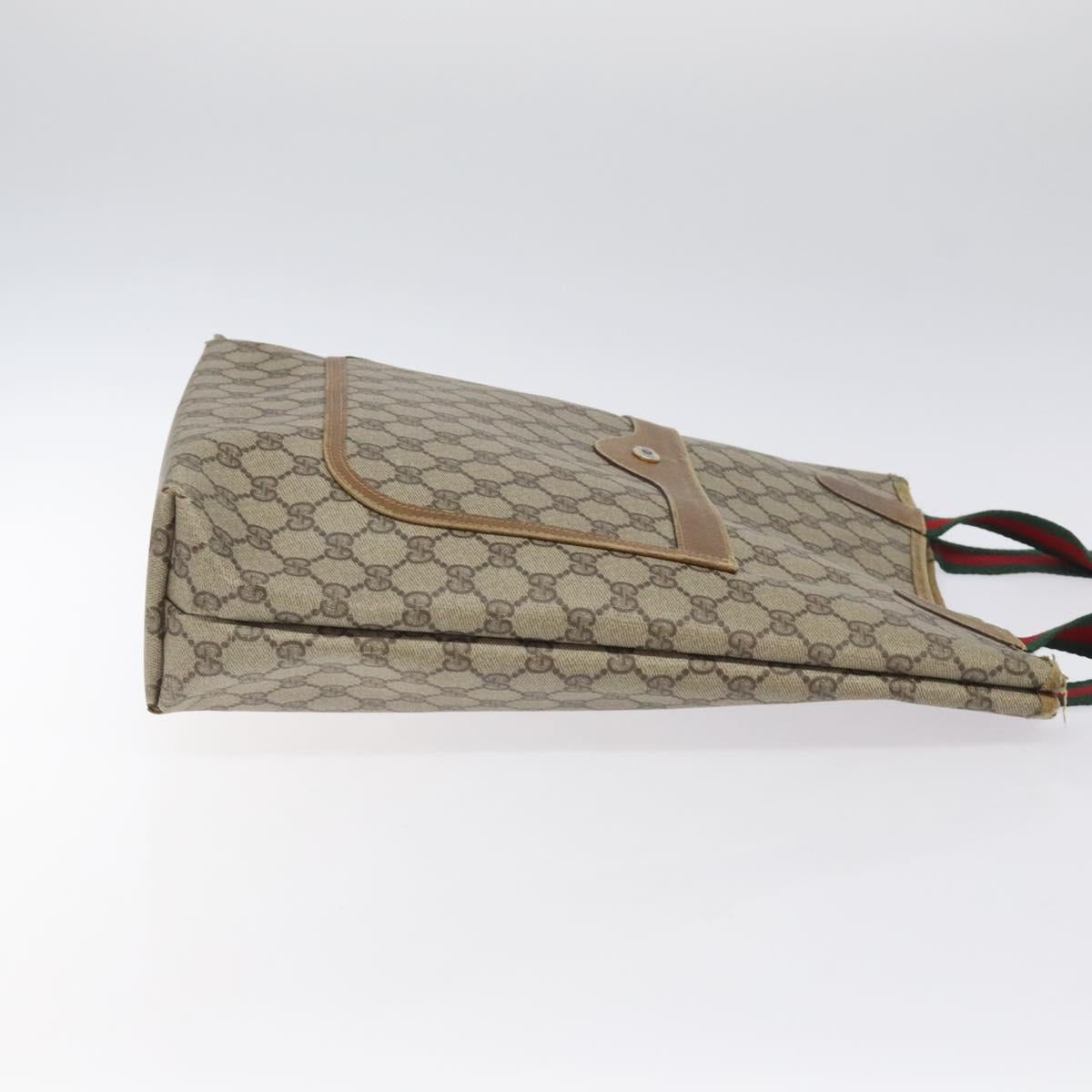 GUCCI GG Supreme Web Sherry Line Tote Bag PVC Red Beige 40 02 003 Auth th5998