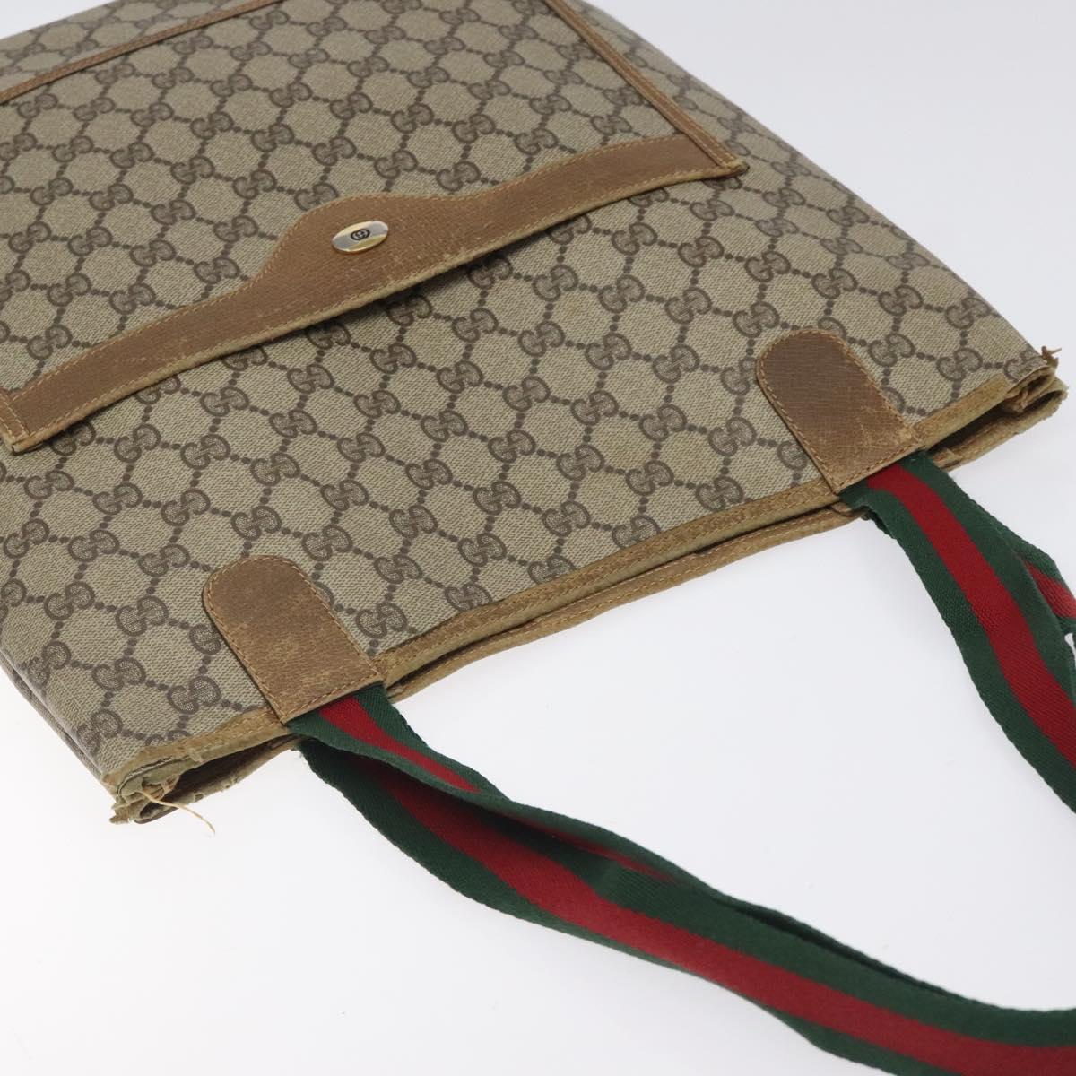 GUCCI GG Supreme Web Sherry Line Tote Bag PVC Red Beige 40 02 003 Auth th5998