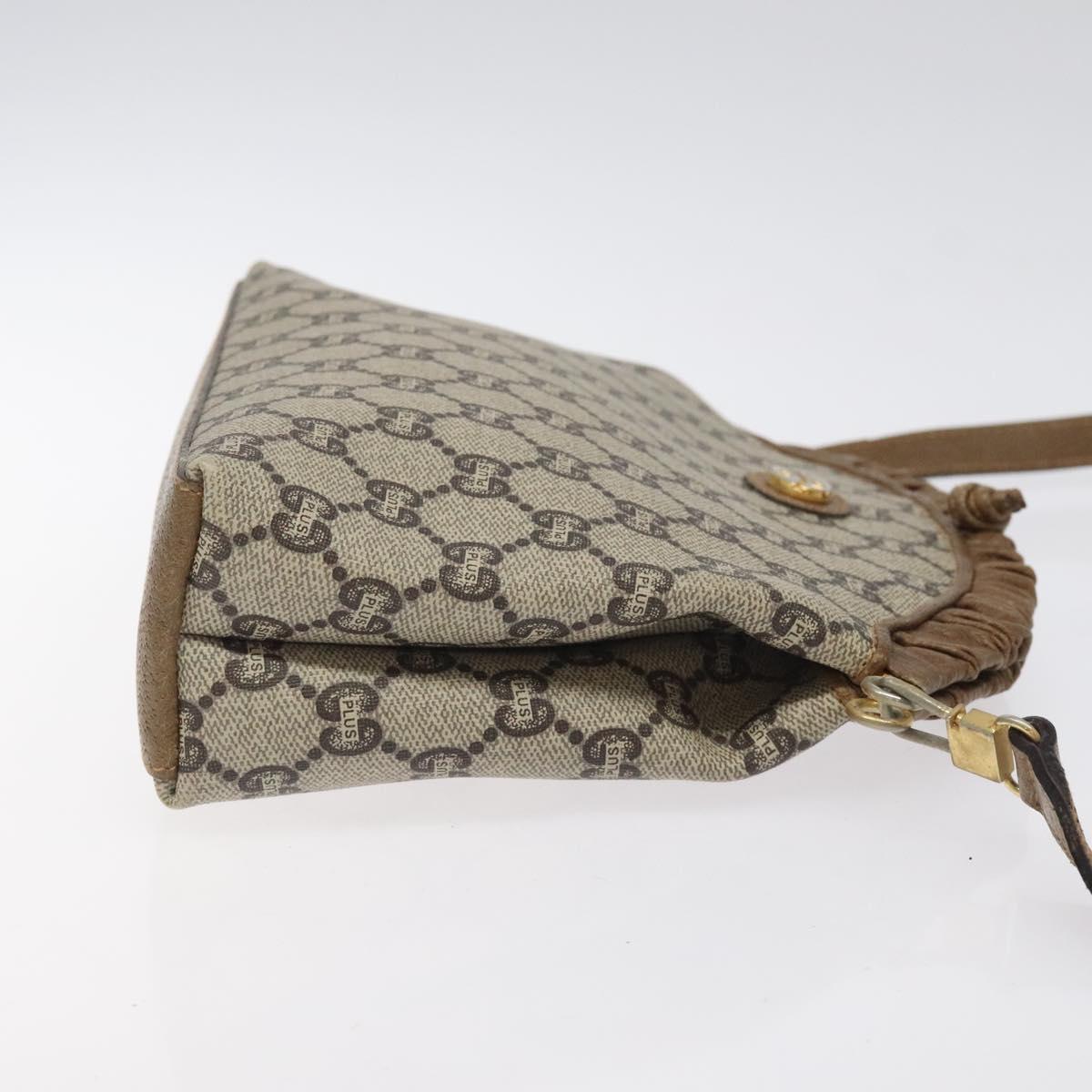 GUCCI GG Plus Supreme Shoulder Bag PVC Beige Gold Auth th6028