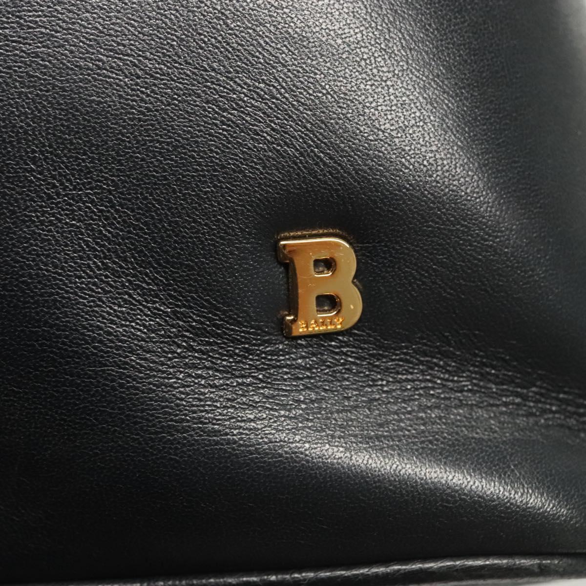 BALLY Quilted Shoulder Bag Leather Navy Gold Auth th6030