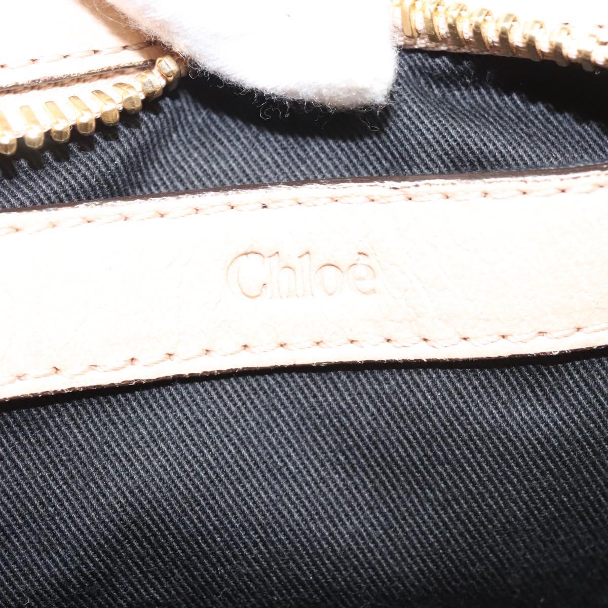 Chloe Etel Hand Bag Leather 2way Beige Gold Auth th6032