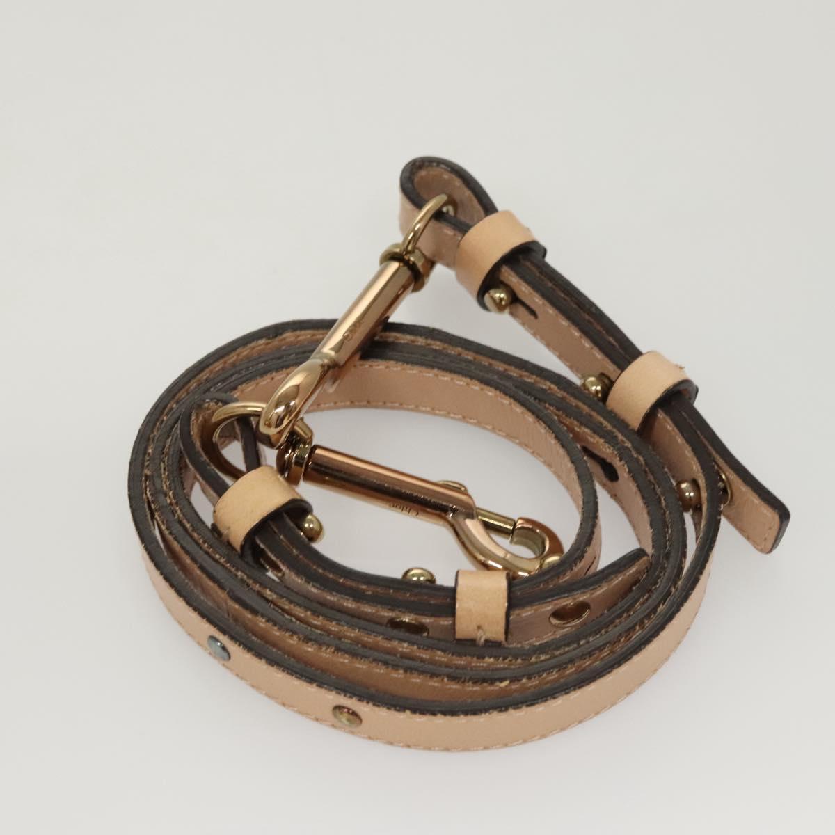 Chloe Etel Hand Bag Leather 2way Beige Gold Auth th6032