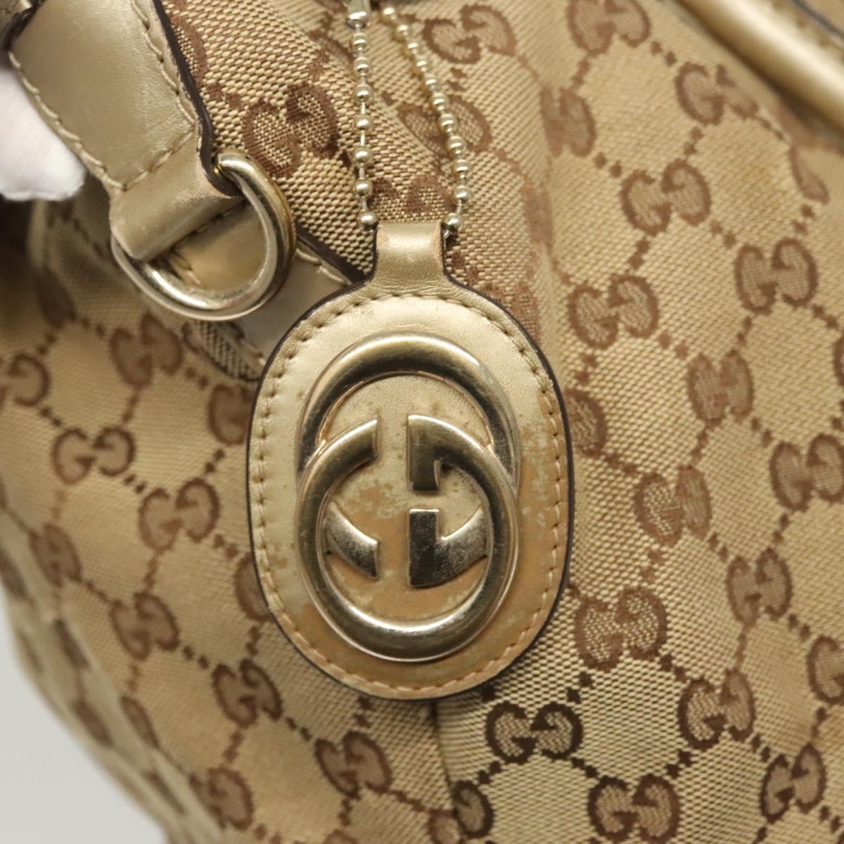 GUCCI GG Canvas Hand Bag 2way Beige Gold 285730 Auth th6045