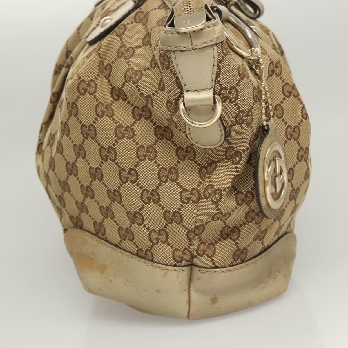 GUCCI GG Canvas Hand Bag 2way Beige Gold 285730 Auth th6045