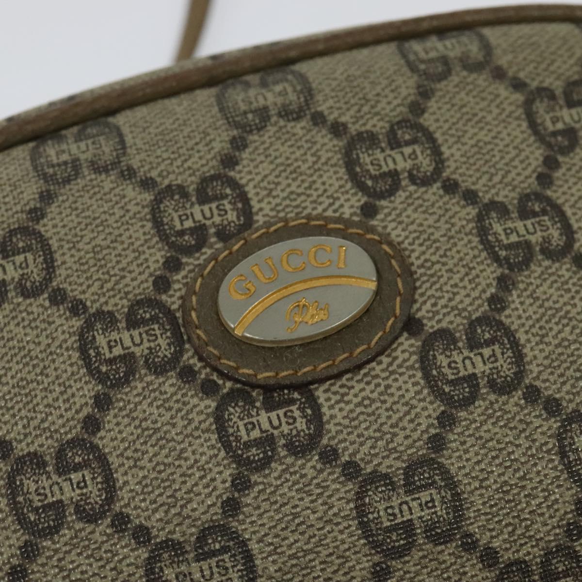 GUCCI GG Plus Supreme Shoulder Bag PVC Beige Gold Auth th6055