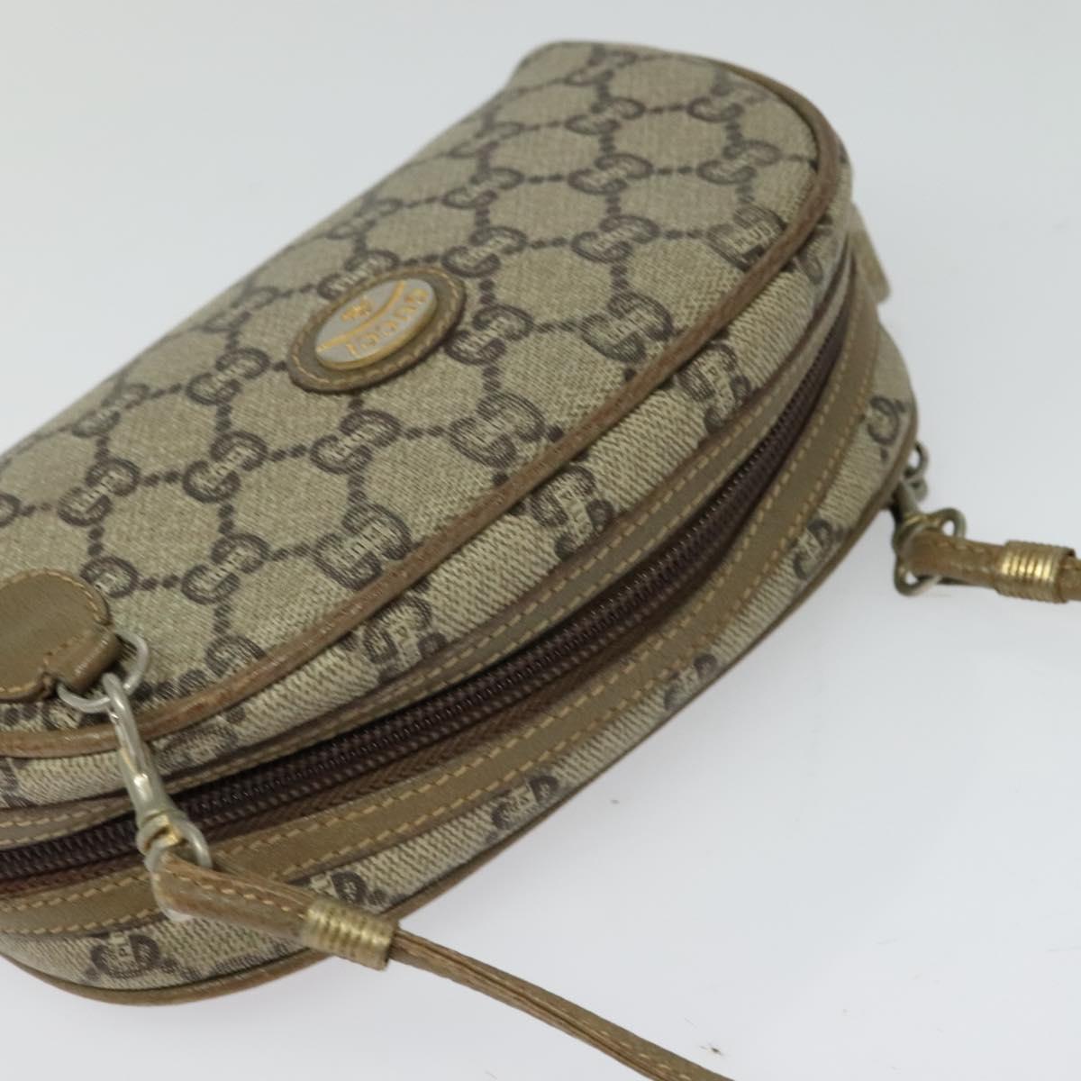 GUCCI GG Plus Supreme Shoulder Bag PVC Beige Gold Auth th6055