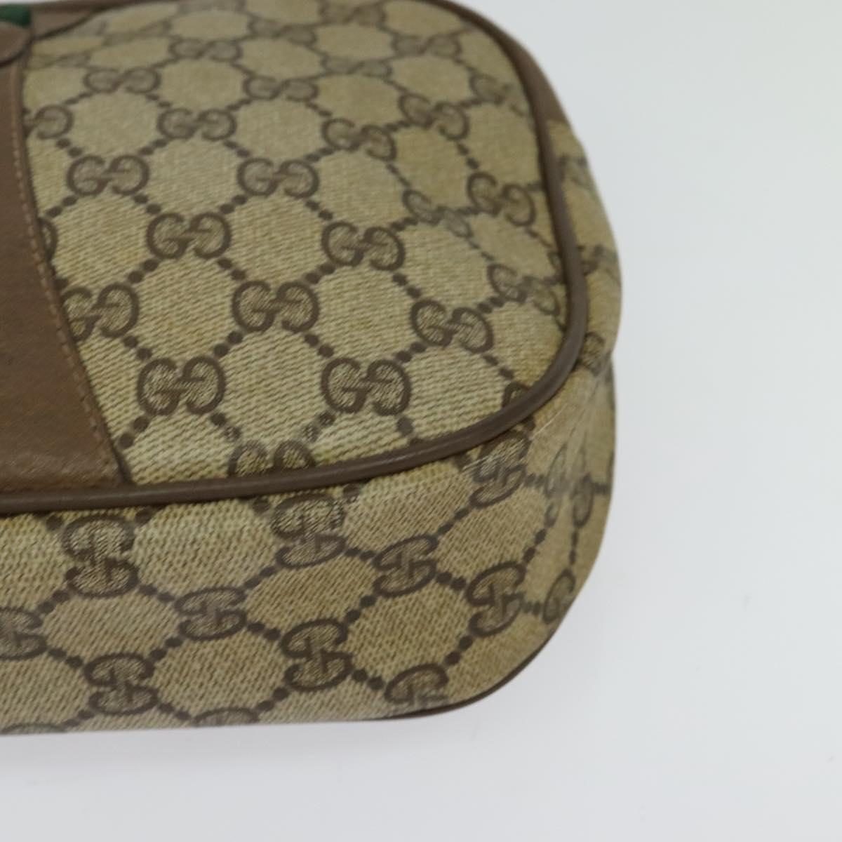 GUCCI GG Supreme Web Sherry Line Clutch Bag PVC Beige Gold 89 01 034 Auth th6057