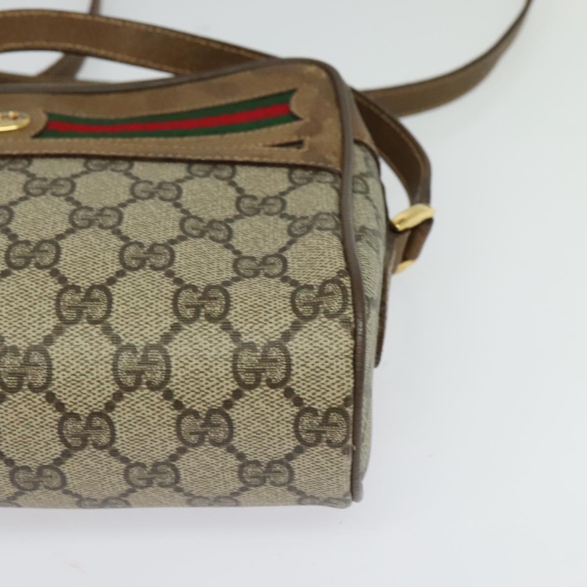 GUCCI GG Supreme Web Sherry Line Bag PVC Beige Gold 56 02 087 Auth th6069