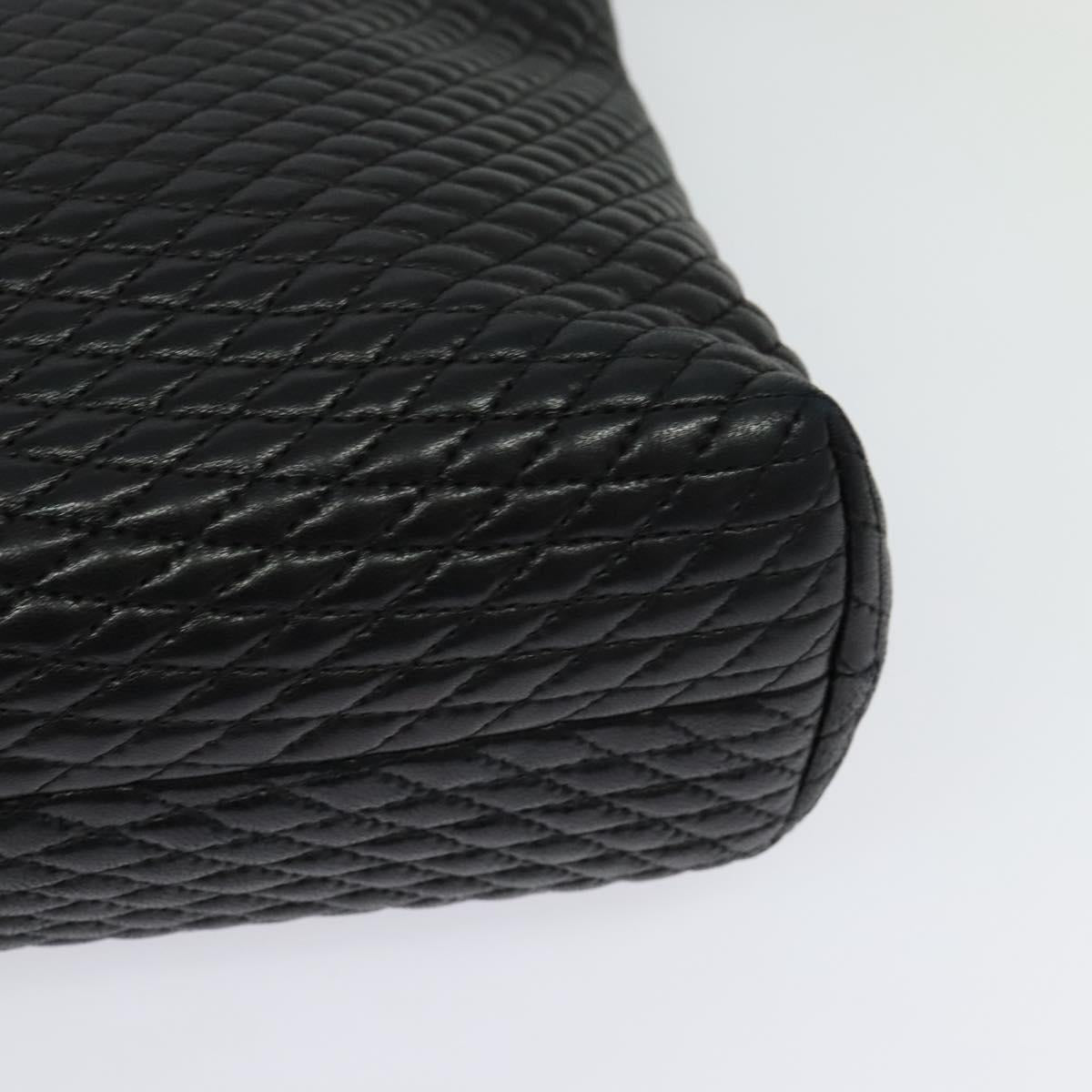 BALLY Quilted Chain Shoulder Bag Leather Black Gold Auth th6071