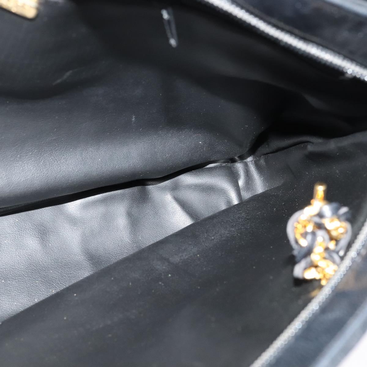 BALLY Quilted Chain Shoulder Bag Leather Black Gold Auth th6071