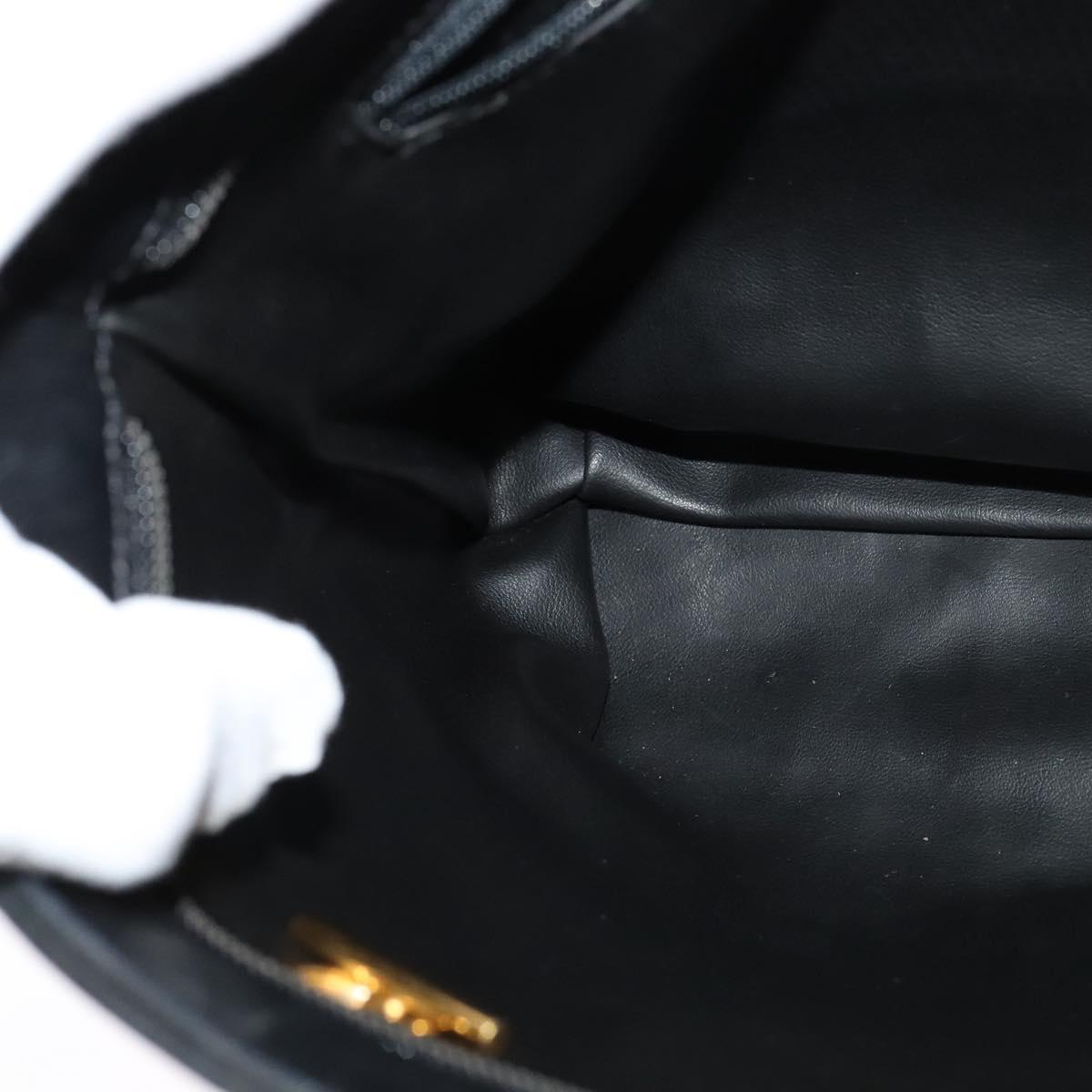 BALLY Quilted Chain Shoulder Bag Leather Black Gold Auth th6071