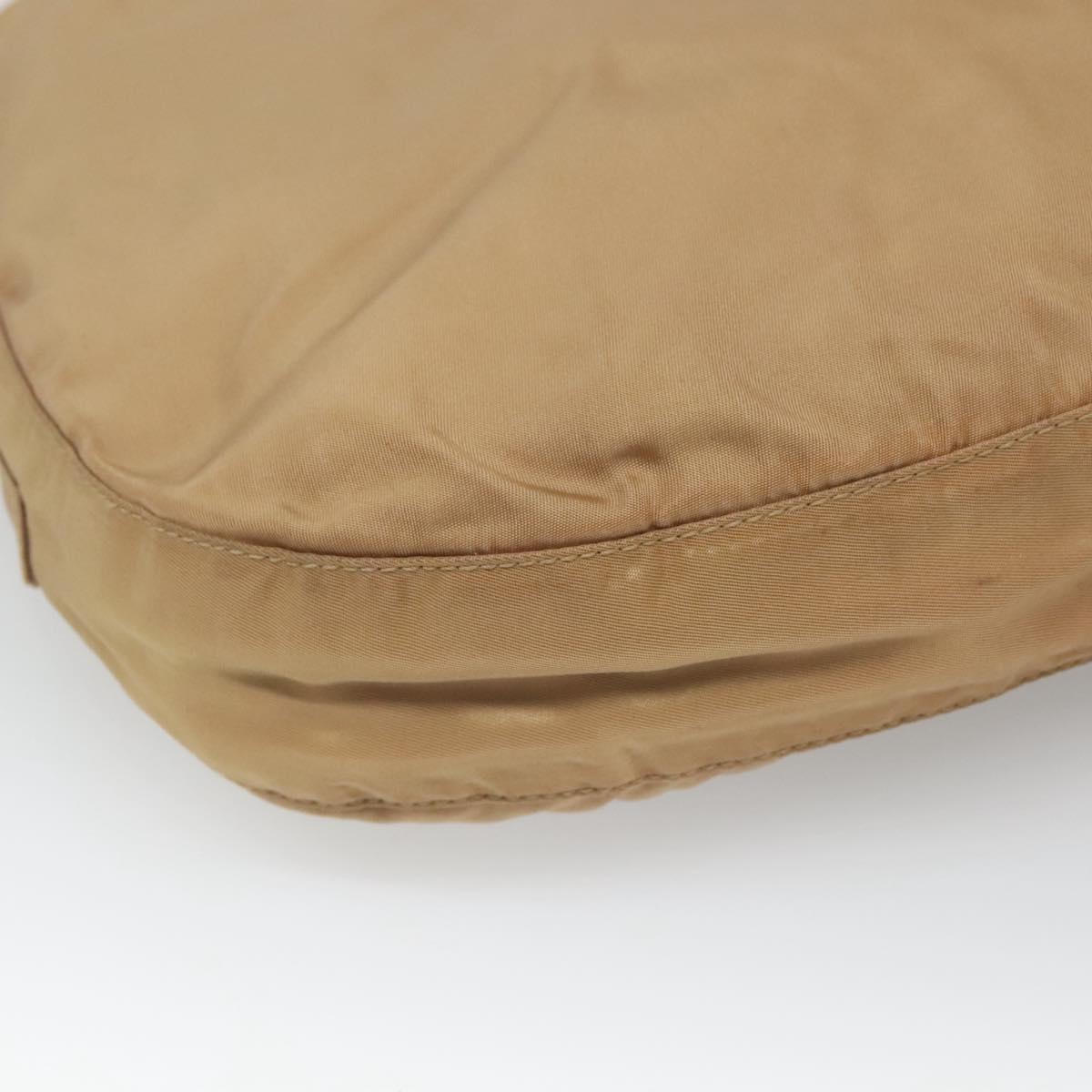 PRADA Chain Shoulder Bag Nylon Beige Auth th6074